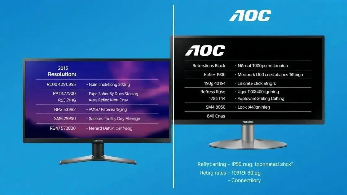 Comparativo técnico de especificações
