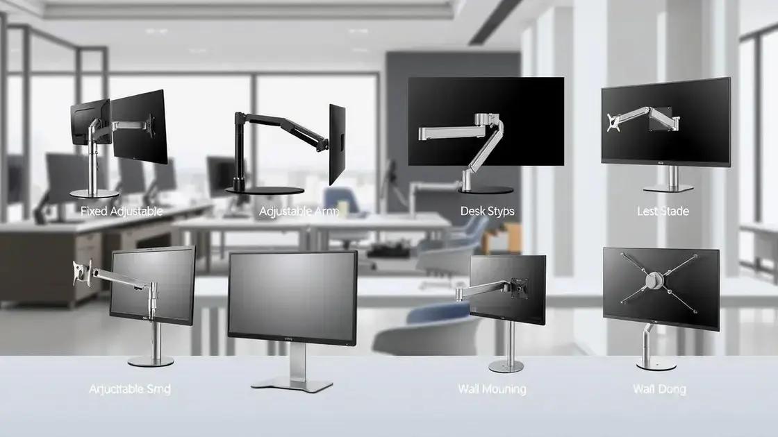 Tipos de suportes de monitor disponíveis